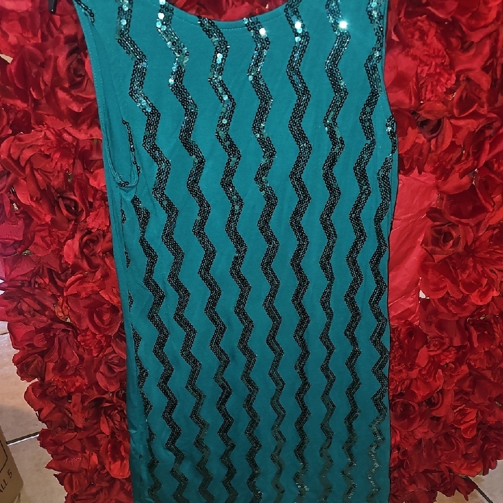 Planet Gold Couture NWT Turquoise Dress with Sequin Details Size Xlarge
